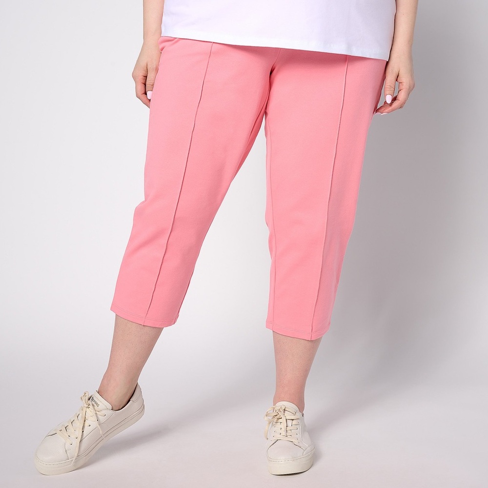 Denim & Co. Petite Active French Terry Crop Pant - Flamingo (Sz PXL) A475901